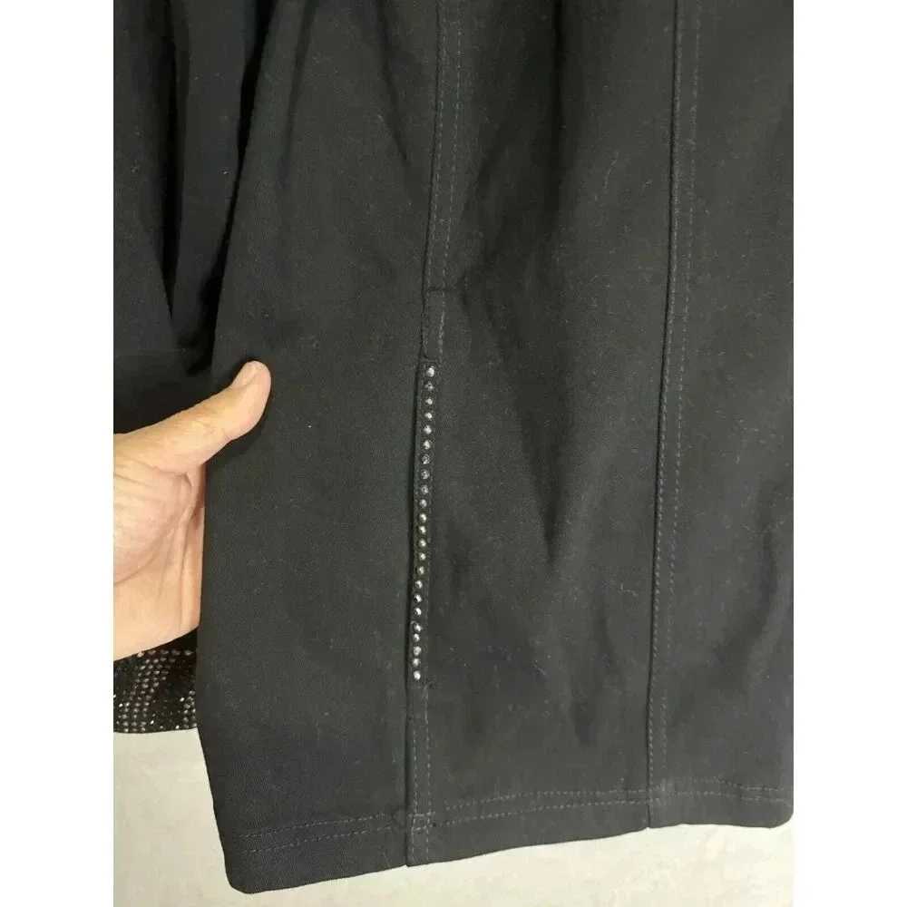 QUACKER FACTORY Black Jacket Rhinestones Button Front SZ 1X Goth Grunge Casual